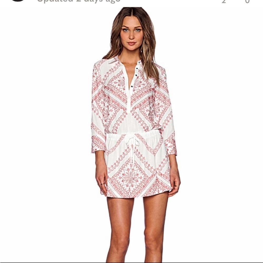 CYNTHIA VINCENT Twelfth St l Red Embroidery mini Dress - size S NWT